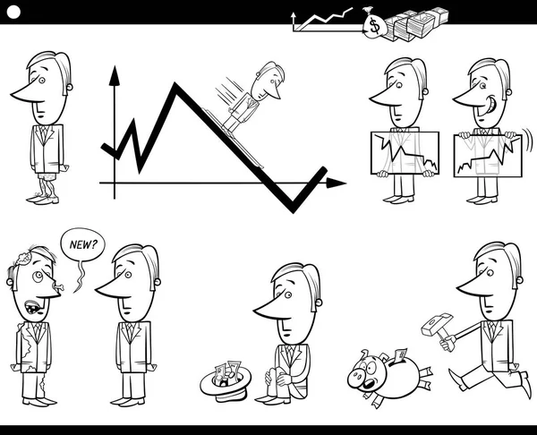 Conjunto de metáfora de desenhos animados de negócios — Vetor de Stock