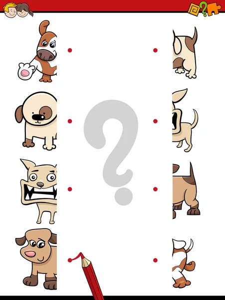 Match the dog halves game — Stock Vector