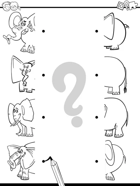 Match elephants coloring page — Stock Vector