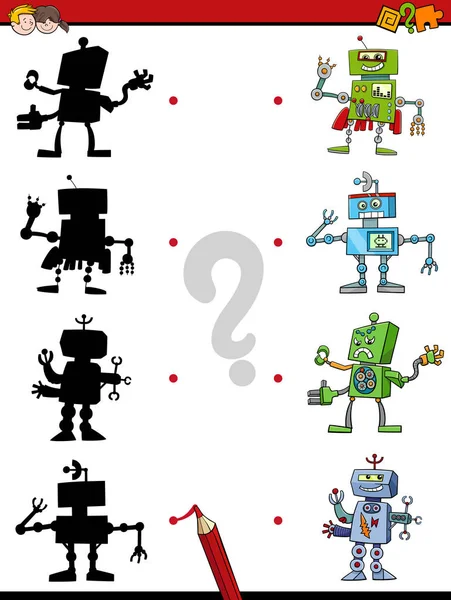 Gölge oyunu ile robotlar — Stok Vektör