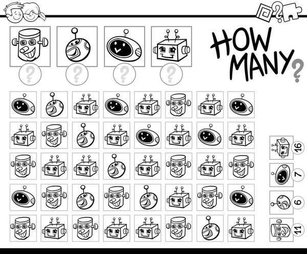 Подсчет страниц раскраски роботов — стоковый вектор