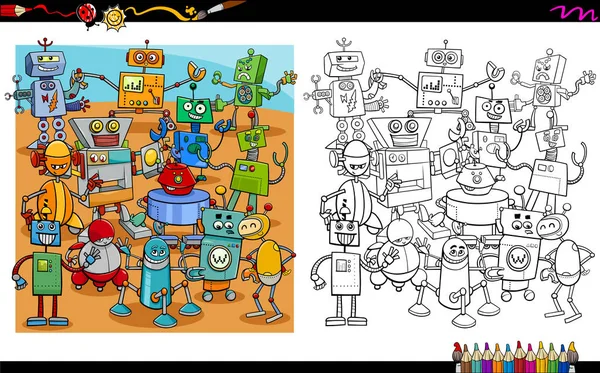 Robots dessin animé coloriage — Image vectorielle