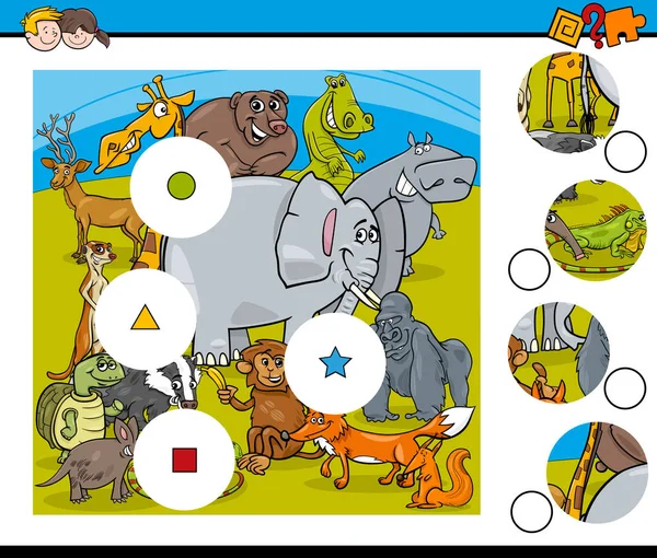 Match d'animaux pièces jeu — Image vectorielle