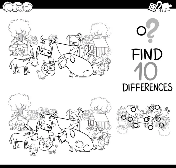 Animales de granja juego para colorear — Archivo Imágenes Vectoriales