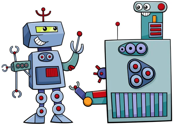 Robot personaggi cartone animato illustrazione — Vettoriale Stock