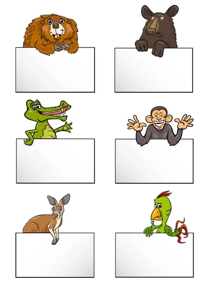 Animaux avec cartes jeu de dessin animé — Image vectorielle