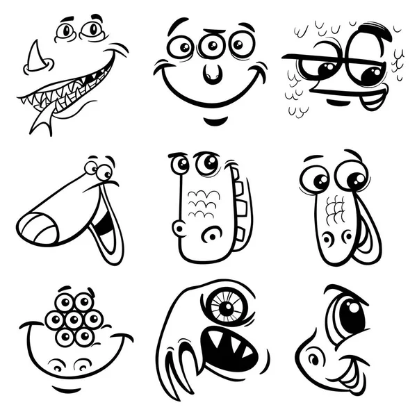 Black and white cartoon monsters — Stock Vector