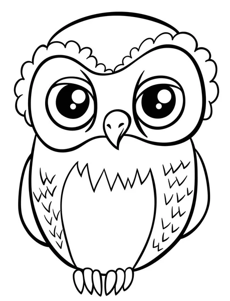 Coloriage caractère hibou page — Image vectorielle