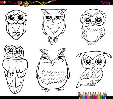 owl characters coloring page clipart