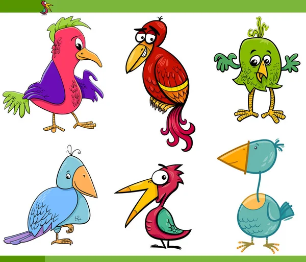 Jogo de desenhos animados de pássaros de fantasia — Vetor de Stock