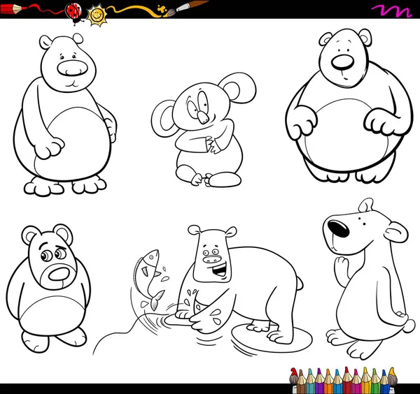 Urso personagens colorir página —  Vetores de Stock