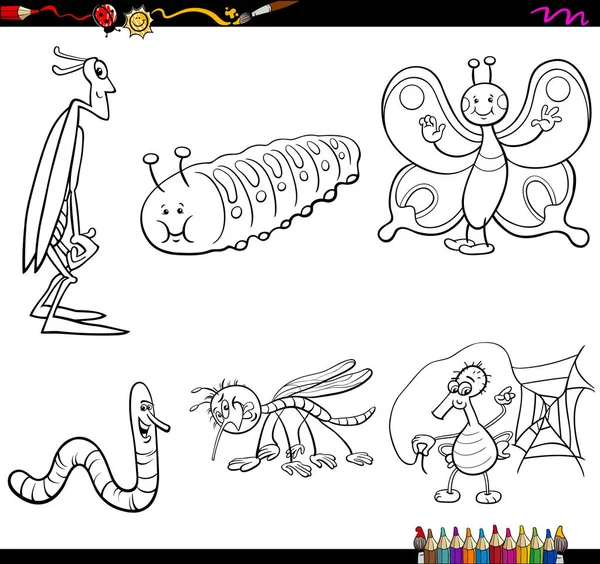 Personajes de insectos para colorear página — Archivo Imágenes Vectoriales