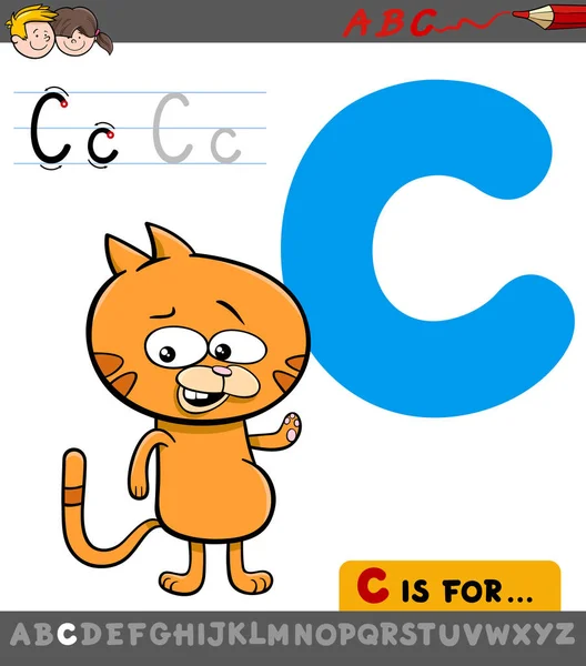 Letter c with cartoon cat — Stock Vector