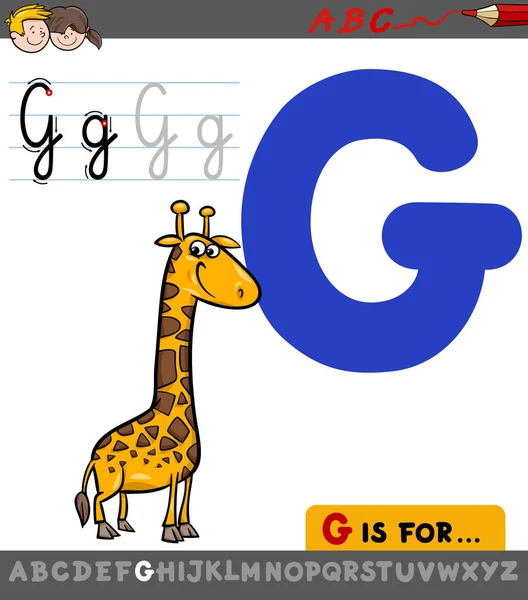 Bokstaven g med tecknad giraff — Stock vektor