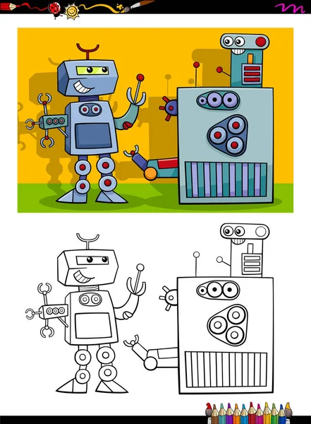 Página de coloração de caracteres robóticos —  Vetores de Stock