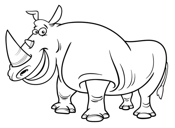 Coloriage de caractères rhinocéros — Image vectorielle