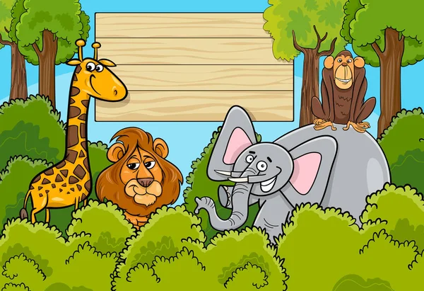 Cute African safari animal cartoon scene — Stock Vector © Krisdog #6578718