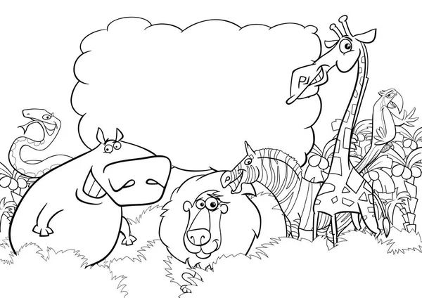 Wild animals coloring page — Stock Vector