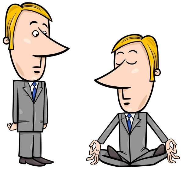 Meditação homem de negócios desenhos animados — Vetor de Stock