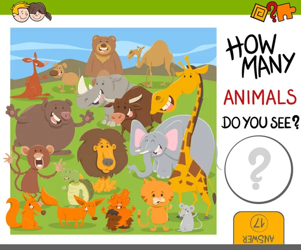 Compter les animaux jeu pour les enfants — Image vectorielle
