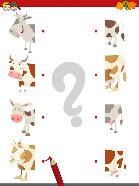 Match the halves of cows — Stock Vector