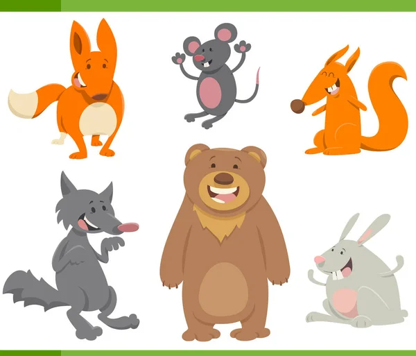 Animales lindos conjunto de dibujos animados — Vector de stock