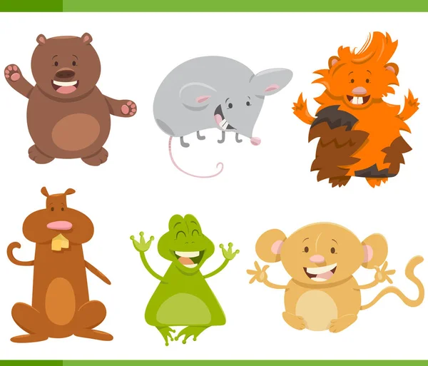 Desenhos animados conjunto de caracteres animais — Vetor de Stock