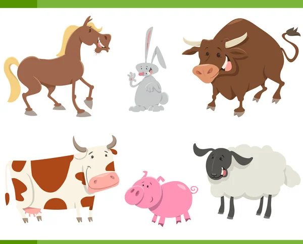 可爱的农场动物卡通套 — 图库矢量图片