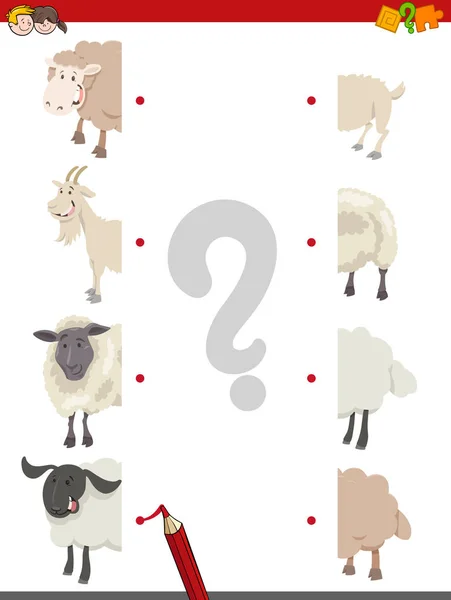 Match the halves of sheep — Stock Vector