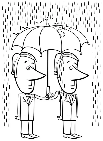 Businessmen under umbrella — Stock Vector