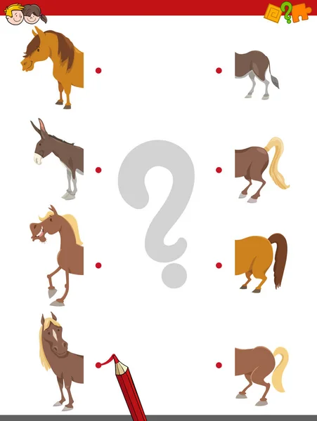 Match the halves of horses — Stock Vector