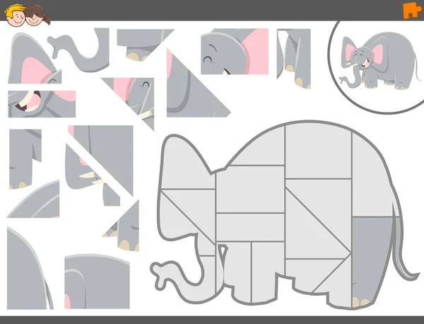 Puzzle jogo com elefante — Vetor de Stock