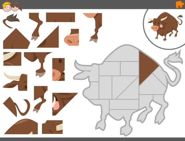 牛のジグソー パズル ゲーム — ストックベクタ