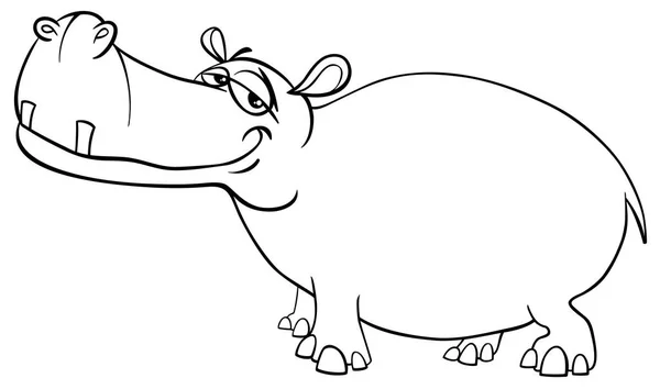 Coloriage de caractère hippopotame — Image vectorielle