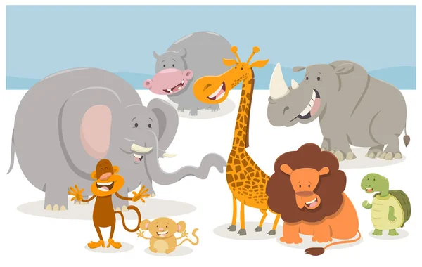 Safari dessins animés personnages animaux — Image vectorielle