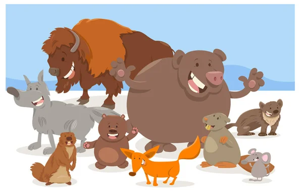 Zeichentrickfilm mit wilden Tieren — Stockvektor