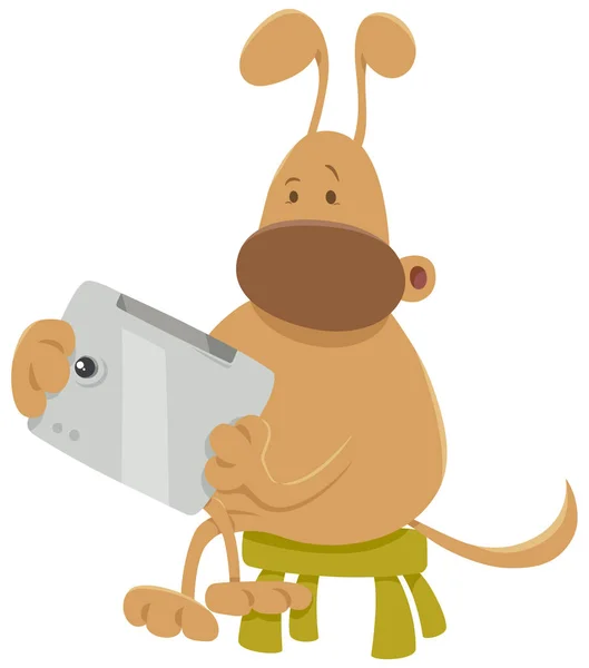Perro con dibujos animados tableta — Archivo Imágenes Vectoriales