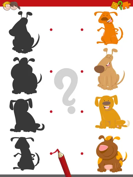 Juego de sombras con perros de dibujos animados — Vector de stock
