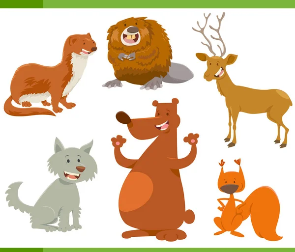 Σετ αστείους χαρακτήρες άγριων ζώων — Διανυσματικό Αρχείο