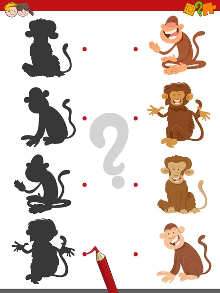 Abbinare gioco ombre con scimmie — Vettoriale Stock