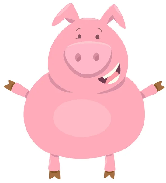 Lindo cerdo granja animal carácter — Vector de stock