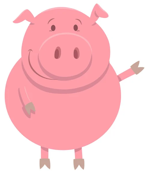 Caráter animal de fazenda de porco feliz — Vetor de Stock