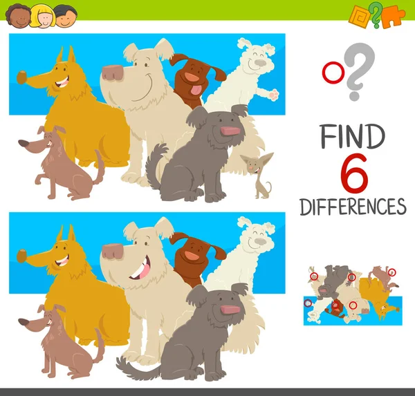 Spot the differences with dogs — Stock Vector