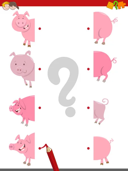Join the halves of pigs — Stock Vector