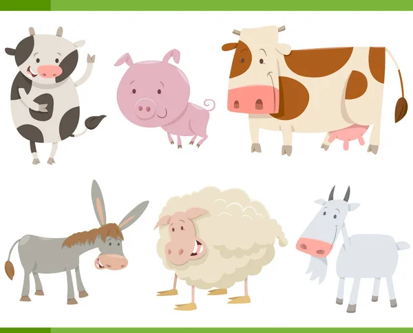 Karakter hewan pertanian kartun diset - Stok Vektor
