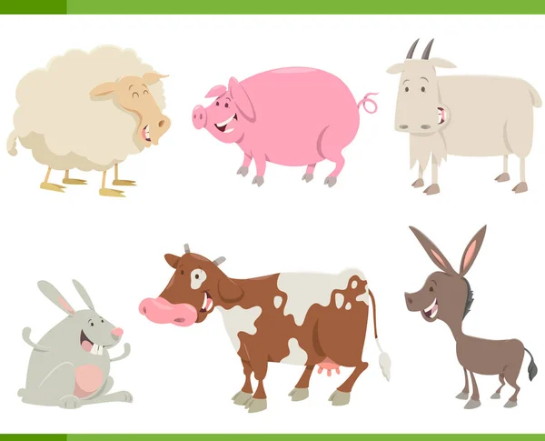 Animales de granja personajes conjunto — Vector de stock