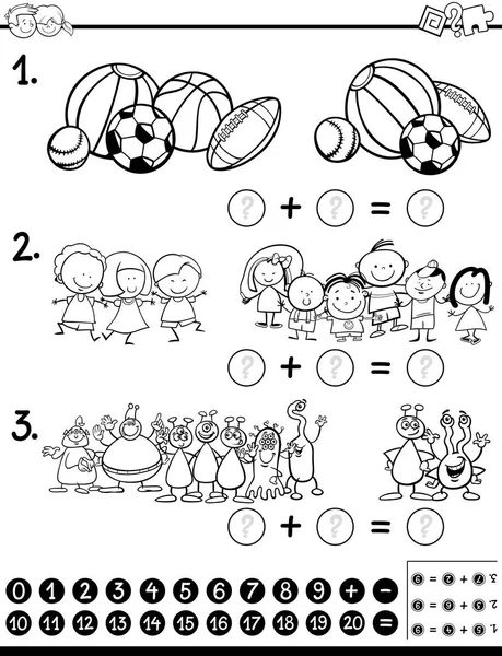 Mathematische Aktivität Ausmalseite — Stockvektor