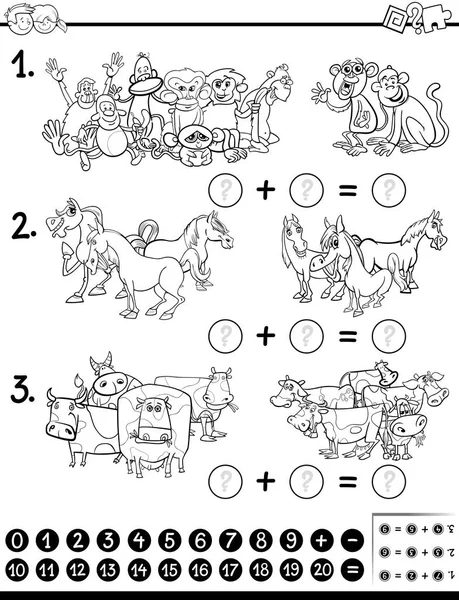 Mathematik Spiel Ausmalseite — Stockvektor