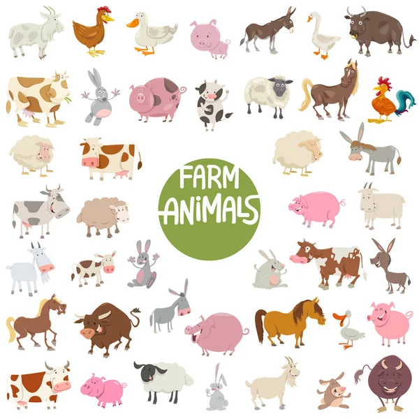 Farm animal characters big set — Stock Vector