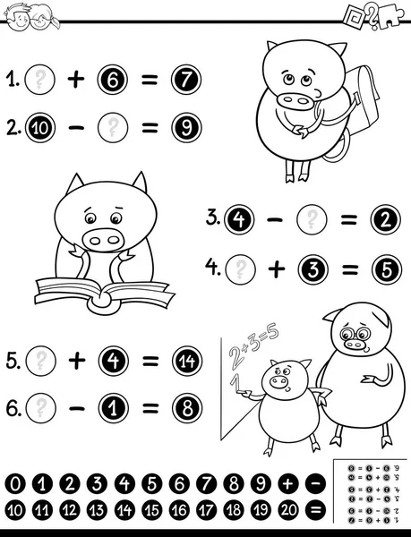 Hoja de trabajo matemática para colorear — Archivo Imágenes Vectoriales